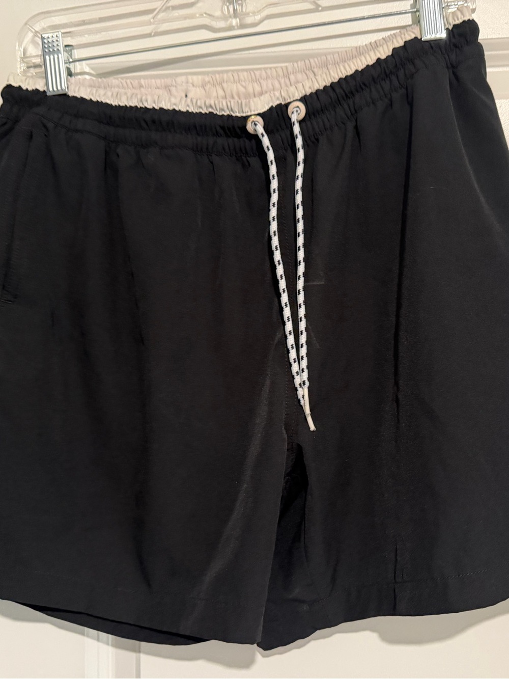chubbies Black Swim Trunks with White Drawstring